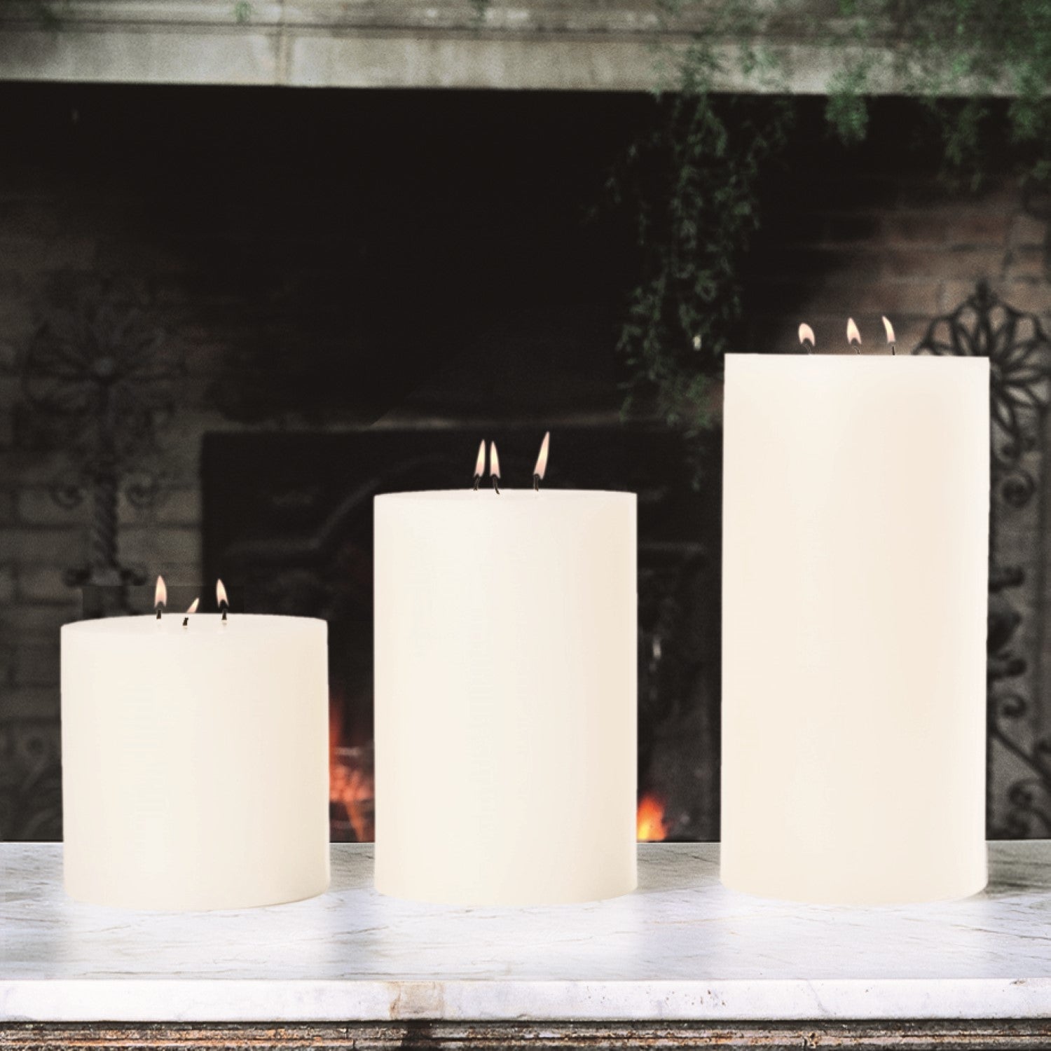 3 Wick Pillar Candle - Unscented-Global Views-GVSA-5162-Candle Holders6"-6 x 12-2-France and Son