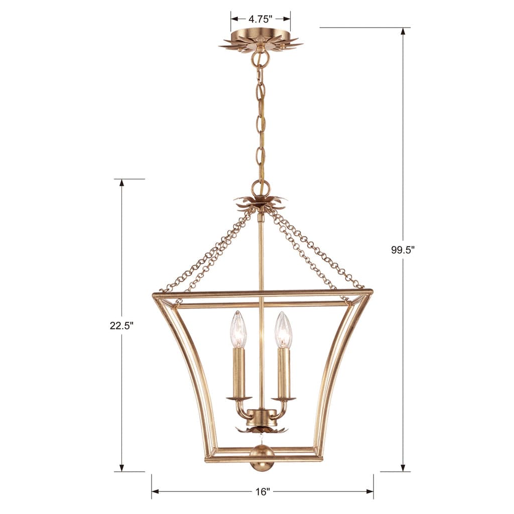 Broche 4 Light Antique Gold Mini Chandelier-Crystorama Lighting Company-CRYSTO-516-GA-Chandeliers-3-France and Son