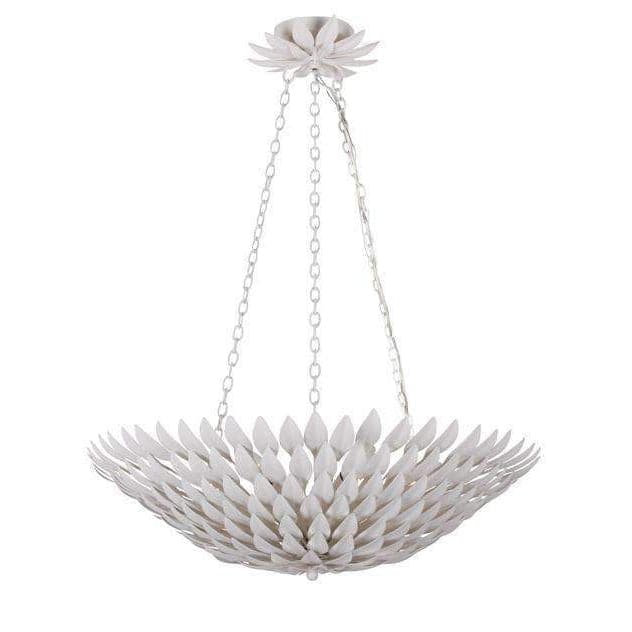 Broche 6 Light Leaf Pendant Chandelier-Crystorama Lighting Company-CRYSTO-517-MT-ChandeliersMatte White-2-France and Son