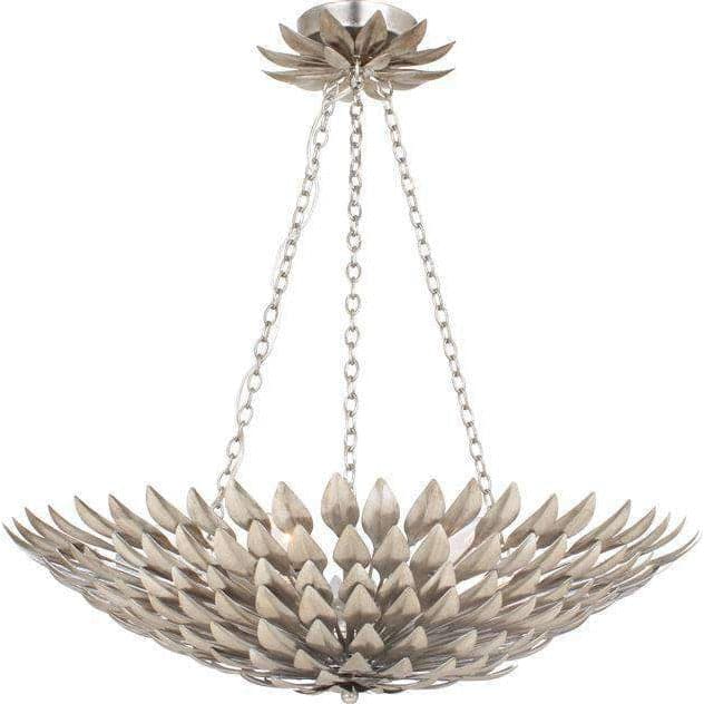 Broche 6 Light Leaf Pendant Chandelier-Crystorama Lighting Company-CRYSTO-517-SA-ChandeliersAntique Silver-3-France and Son