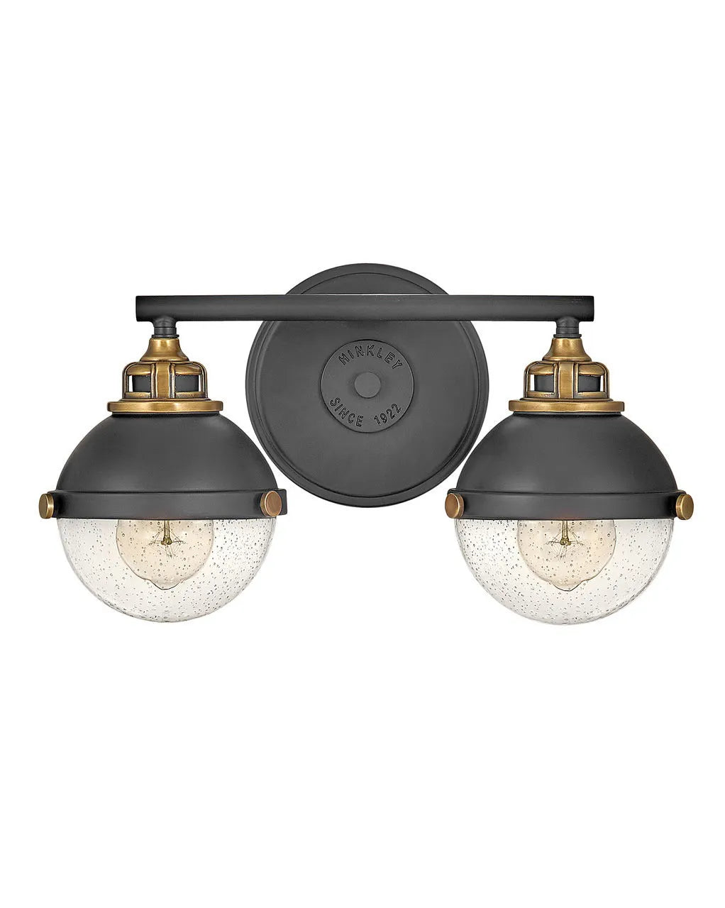 Bath Fletcher -Two Light Vanity-Hinkley Lighting-HINKLEY-5172BK-Bathroom LightingBlack with Heritage Brass accents-2-France and Son