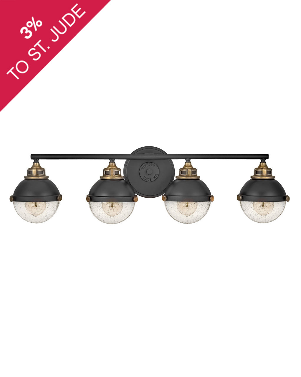 Bath Fletcher Four Light Vanity-Hinkley Lighting-HINKLEY-5174BK-Bathroom VanityBlack / Heritage Brass-3-France and Son