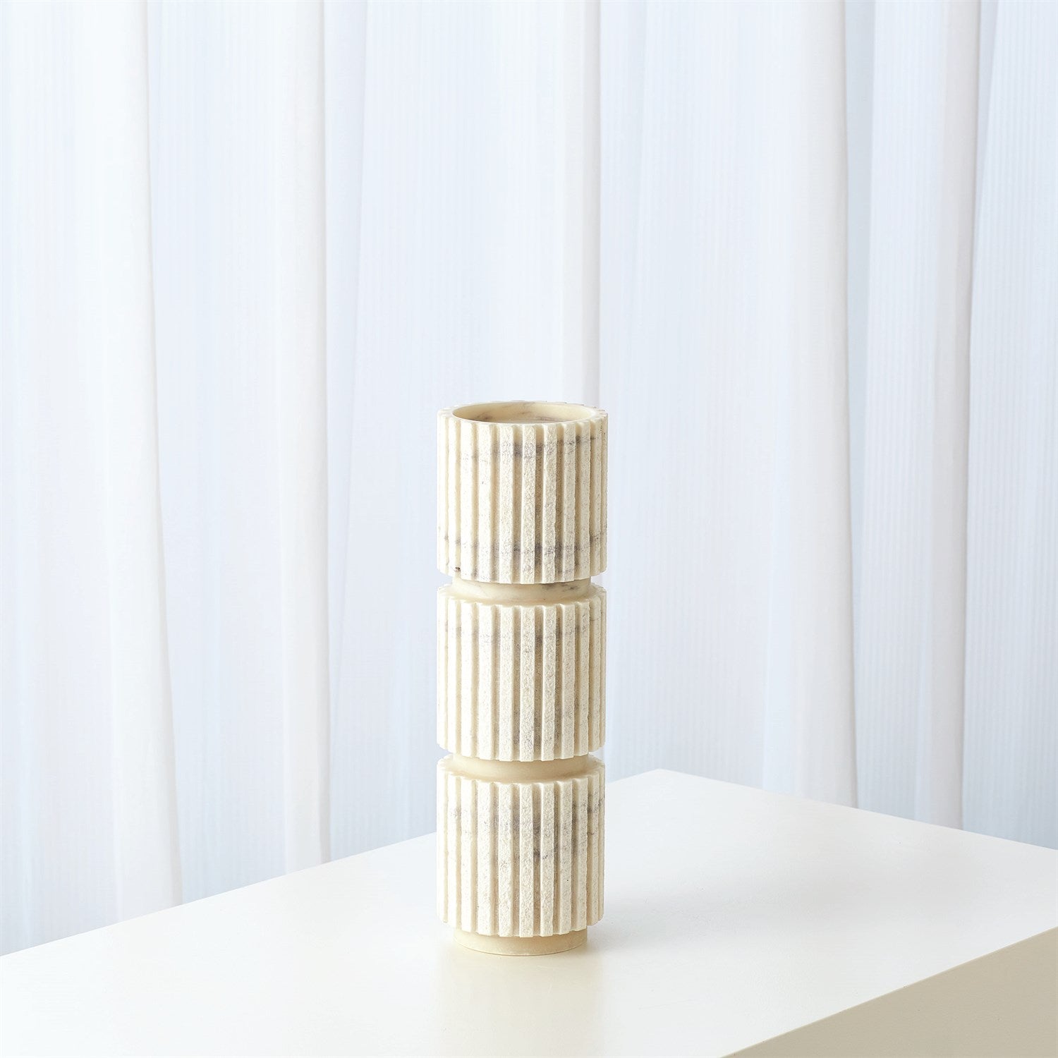 Channel Pillar Holder - White Marble-Global Views-GVSA-7.91126-Decor-1-France and Son