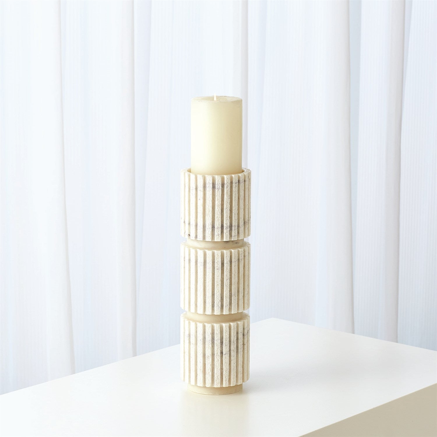 Channel Pillar Holder - White Marble-Global Views-GVSA-7.91126-Decor-4-France and Son