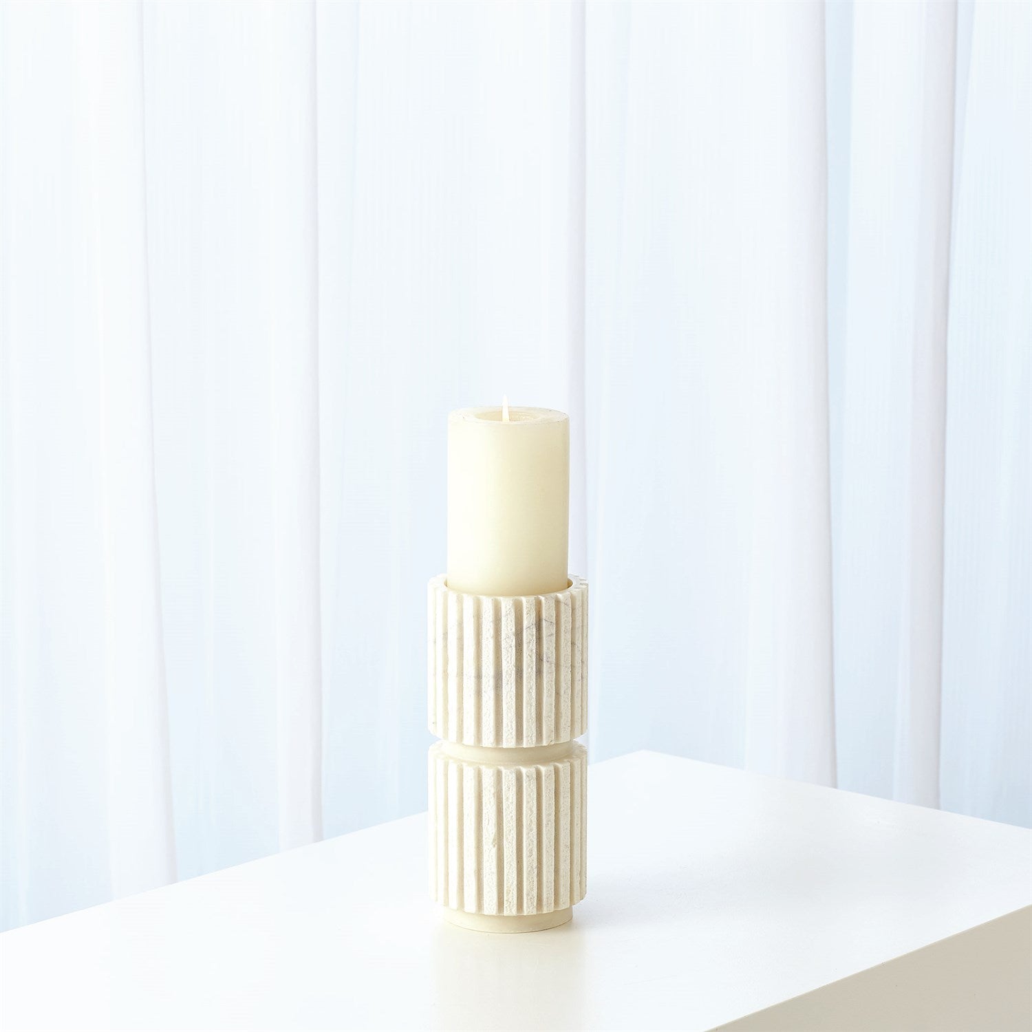 Channel Pillar Holder - White Marble-Global Views-GVSA-7.91126-DecorLarge-6-France and Son