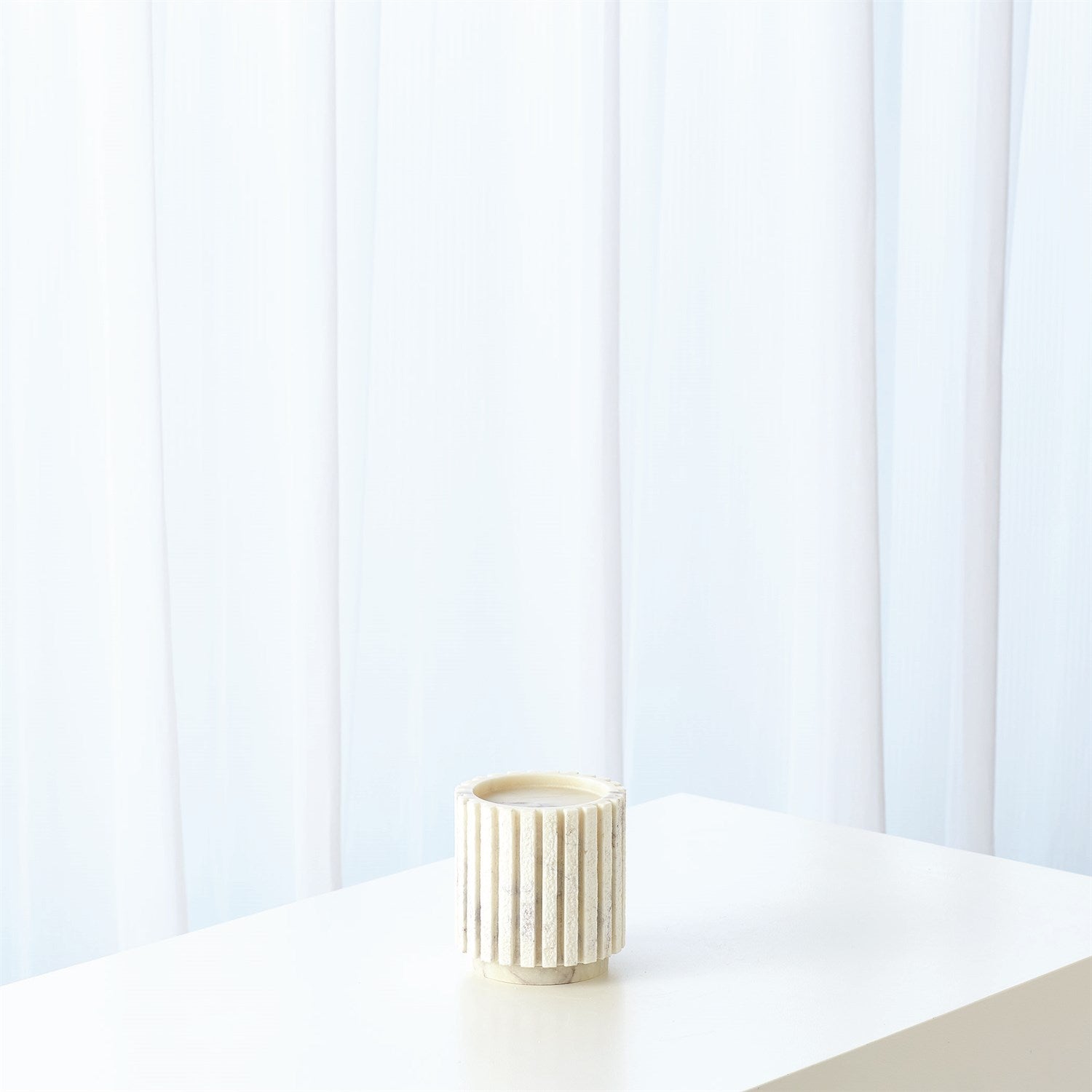 Channel Pillar Holder - White Marble-Global Views-GVSA-7.91128-DecorSmall-7-France and Son