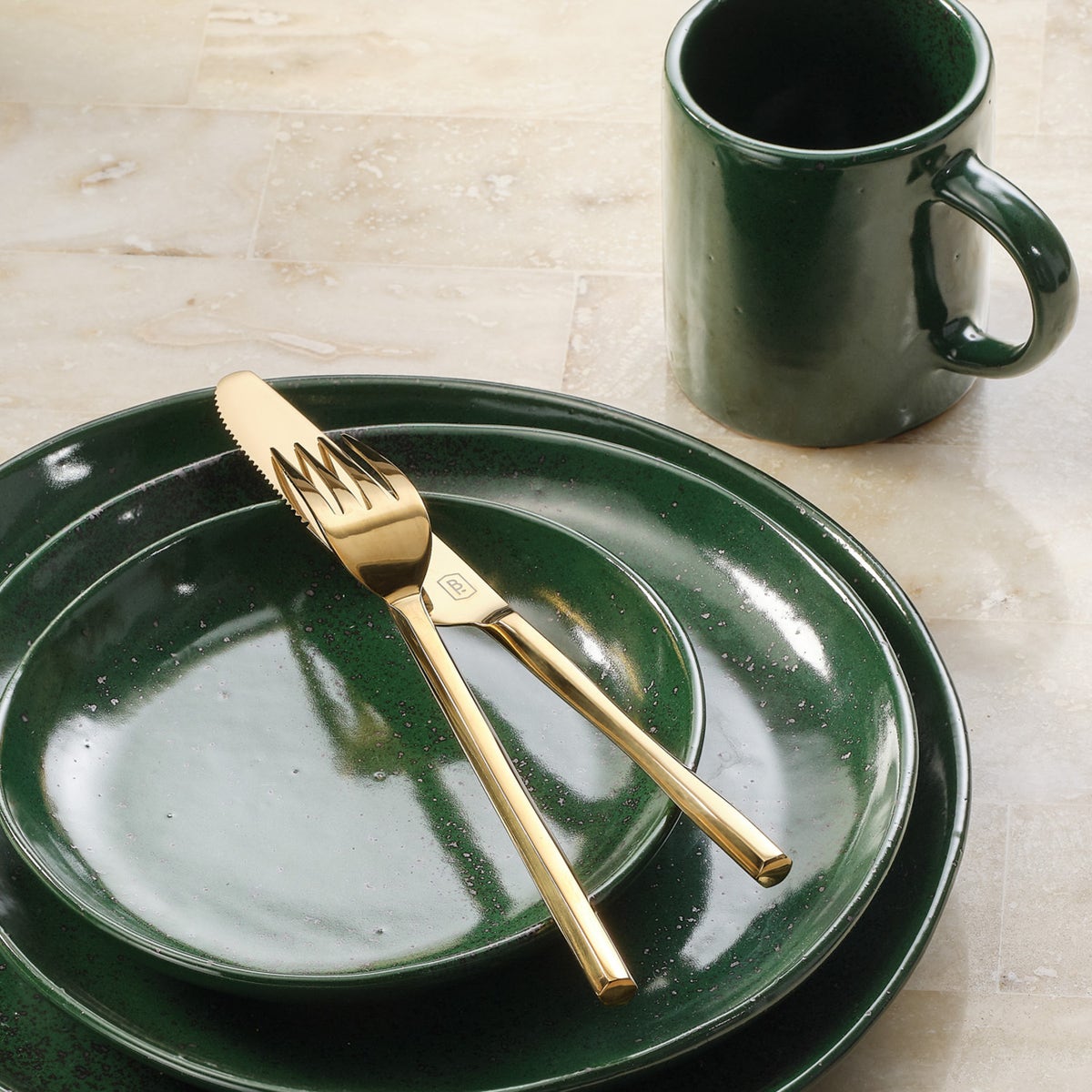 Marcus Dark Green Salt Glaze Mug Stoneware Pack/4
