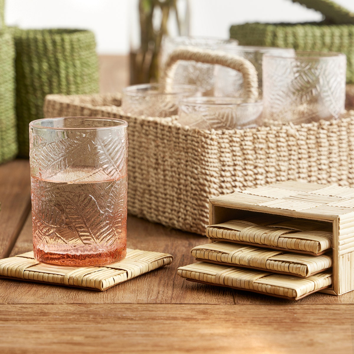 Peyton Pink Tumbler Glass Hand Blown Pack/6