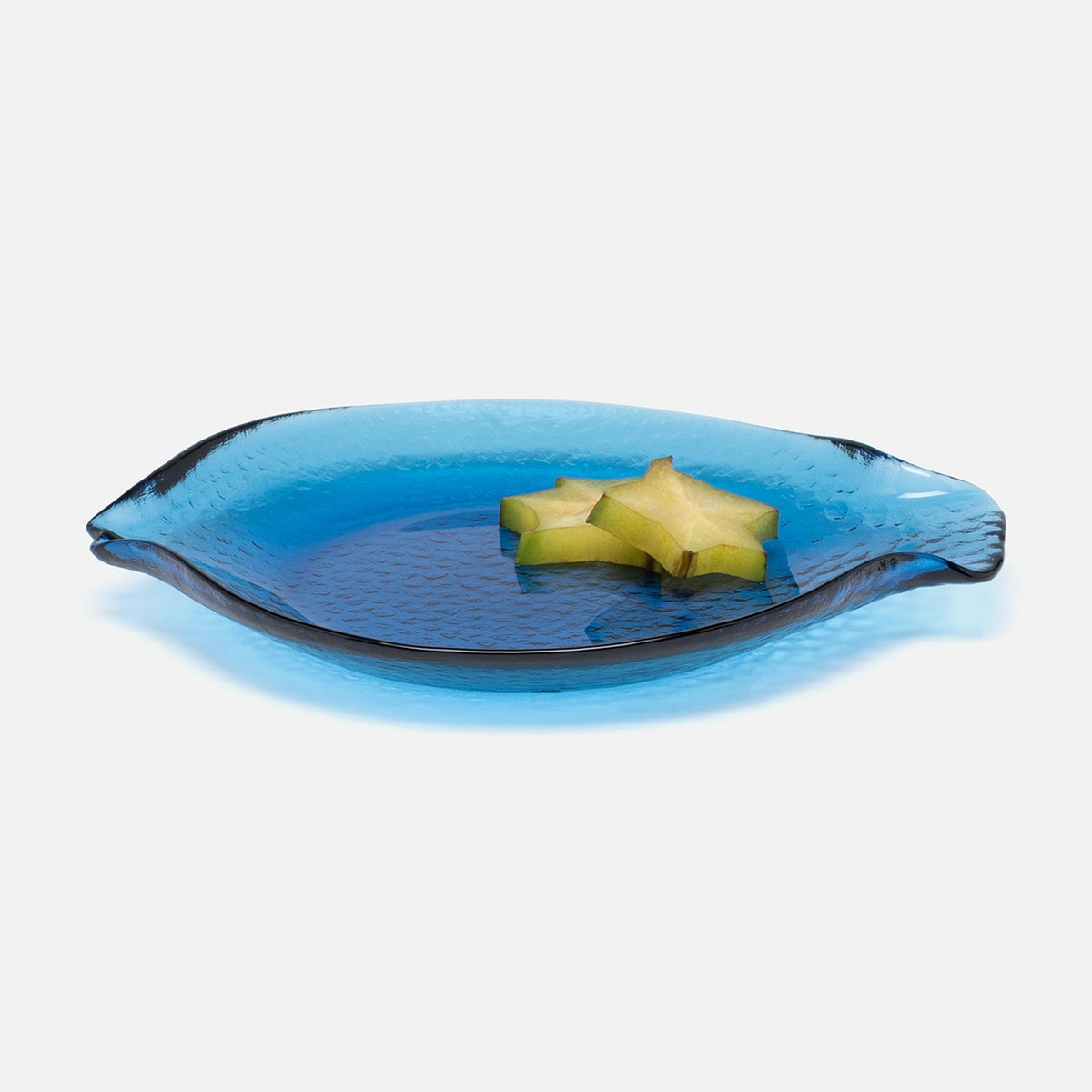 Blaire Dark Sapphire Fish Serving Platters Set/2 Hand Pressed Glass