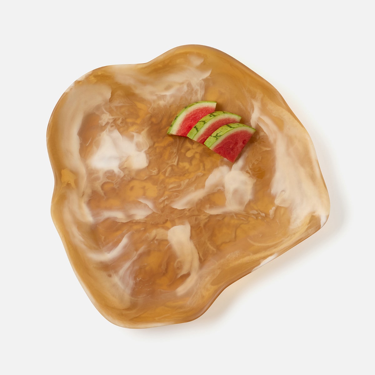 Beatrix Amber Swirled Serving Tray Extra Large Resin