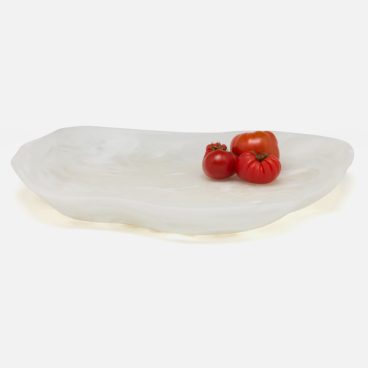Beatrix White Swirled Serving Tray Extra Large Resin