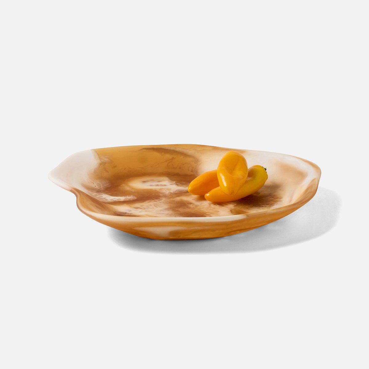Beatrix Amber Swirled Serving Trays Resin Set/2