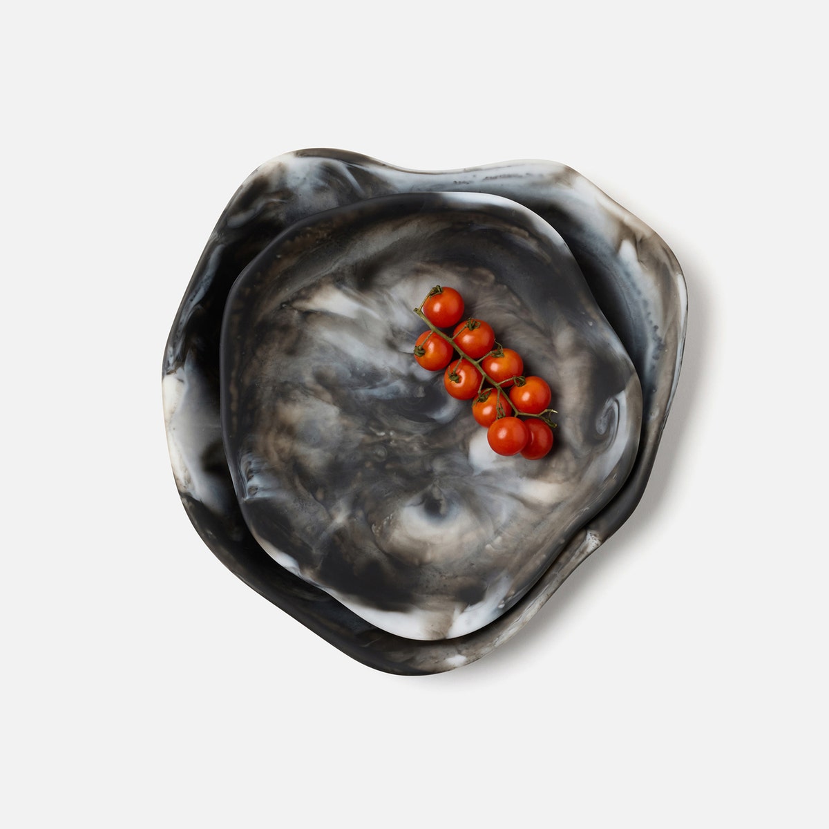 Beatrix Black Swirled Serving Trays Resin Set/2