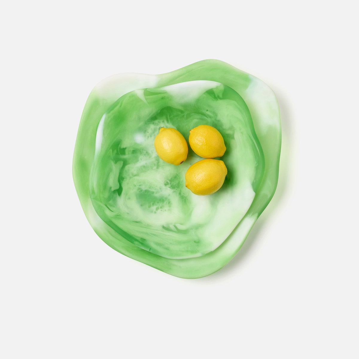 Beatrix Green Swirled Serving Trays Resin Set/2