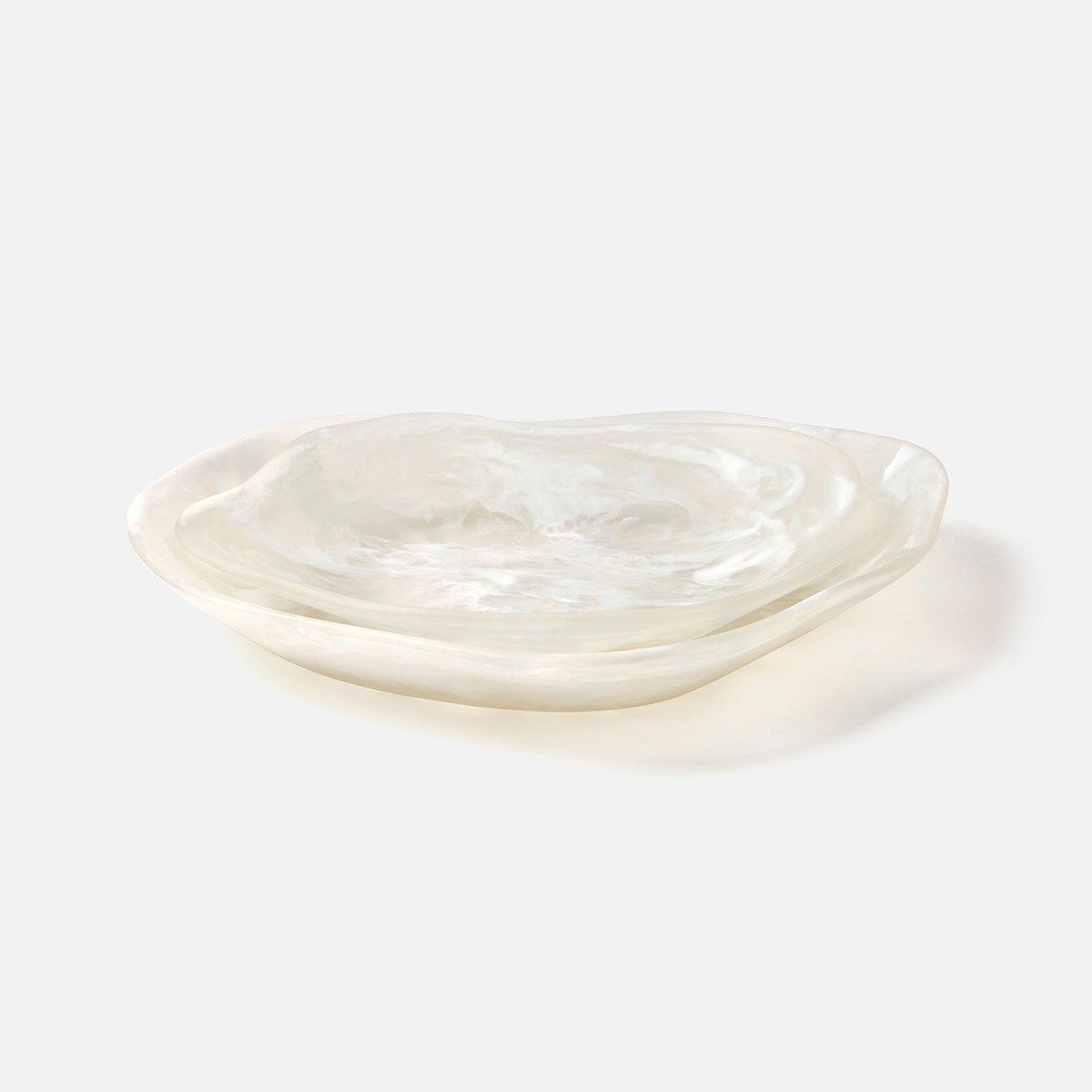 Beatrix White Swirled Serving Trays Resin Set/2