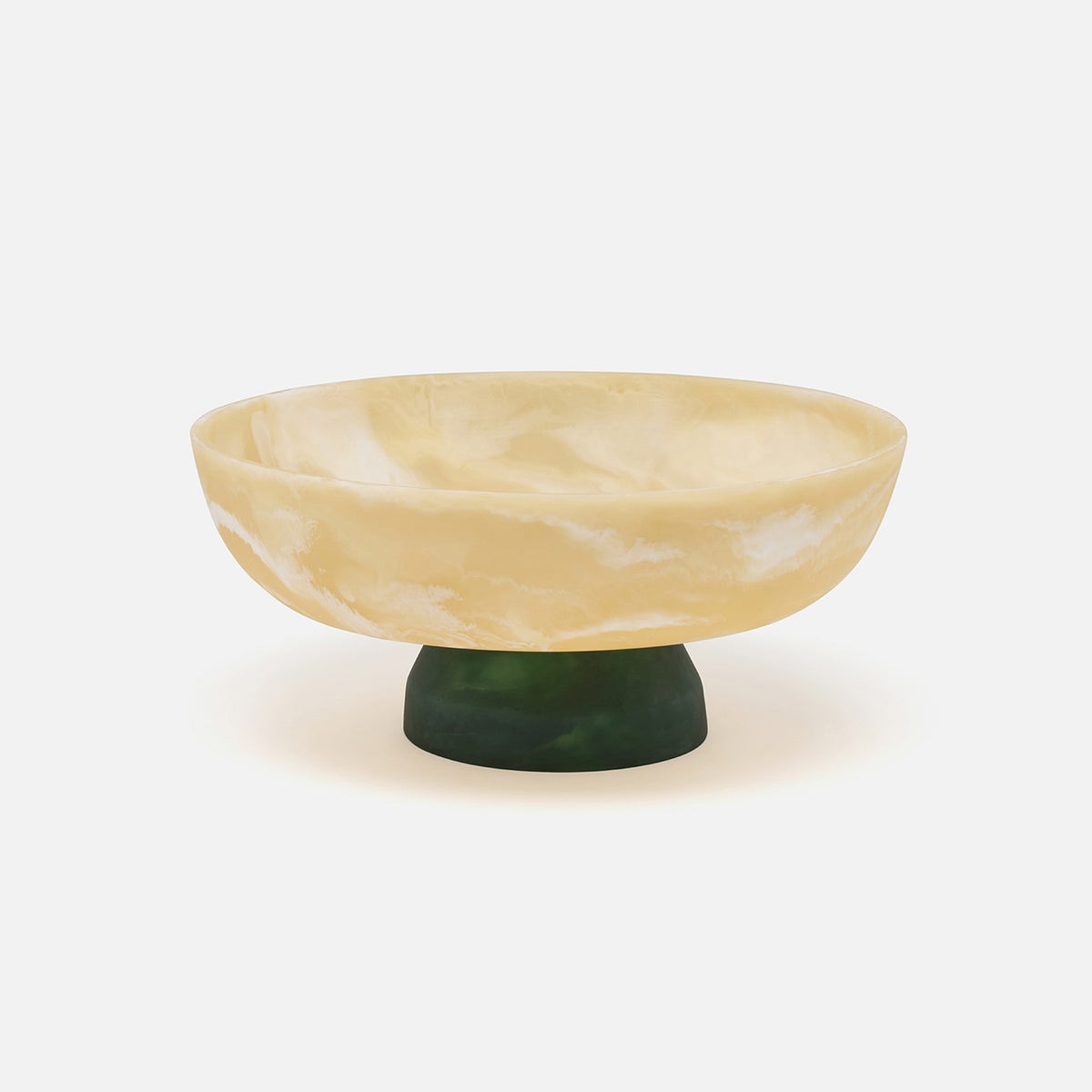 Benno Ivory/Hunter Green Swirled Fruit Bowl Large Resin