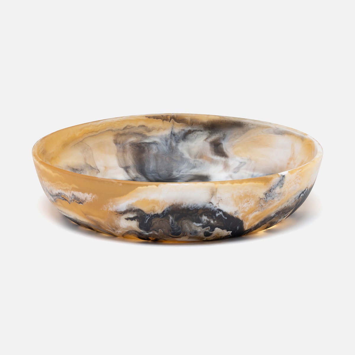 Hugo Black/Tan Swirled Serving Bowl Resin Large