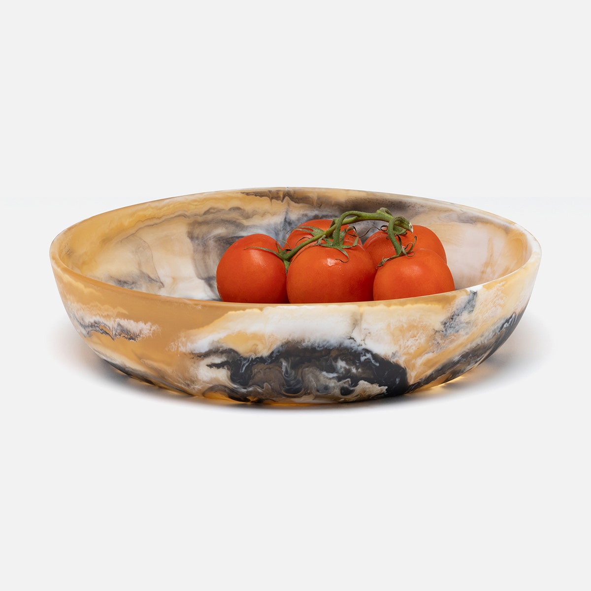 Hugo Black/Tan Swirled Serving Bowl Resin Large