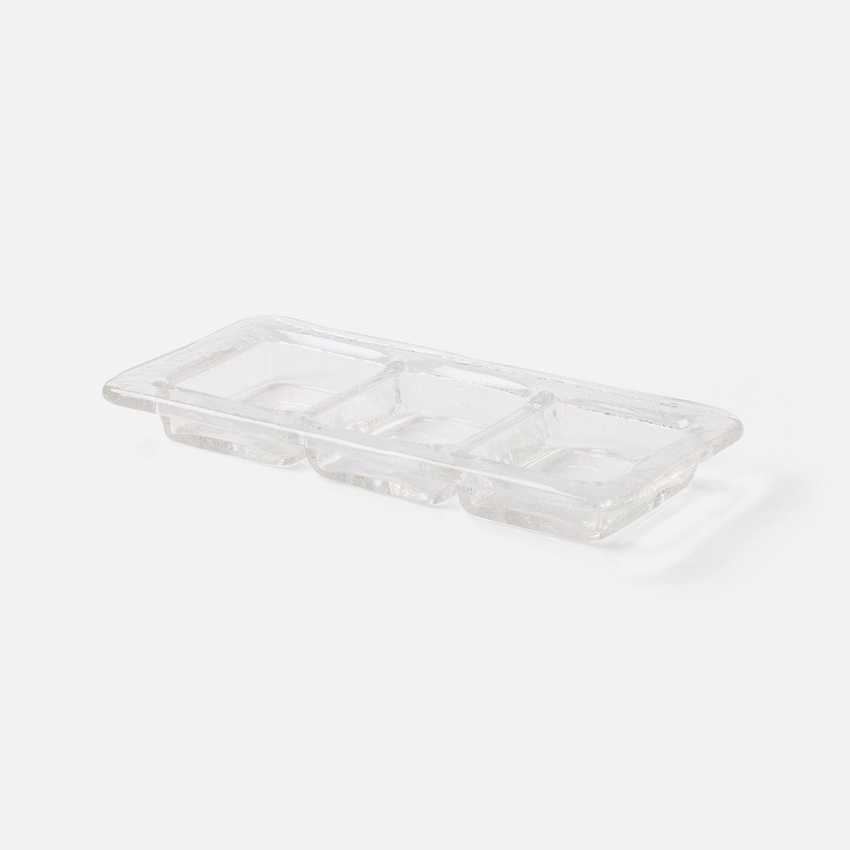 Livingston Clear 3-Section Snack Tray Hand Pressed Glass