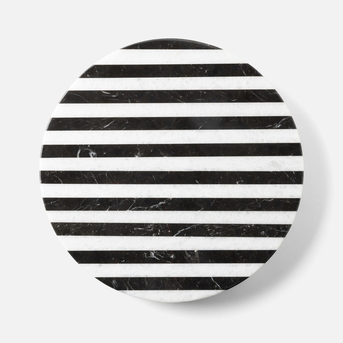 Marceau Black/White Striped Lazy Susan Marble 16"D