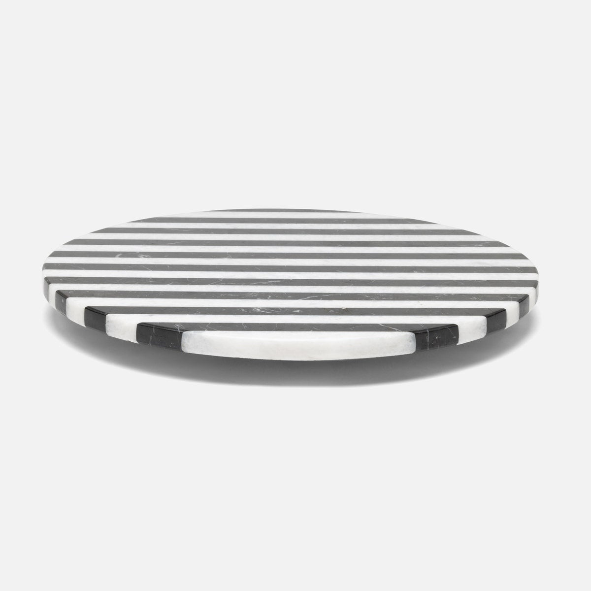 Marceau Black/White Striped Lazy Susan Marble 16"D