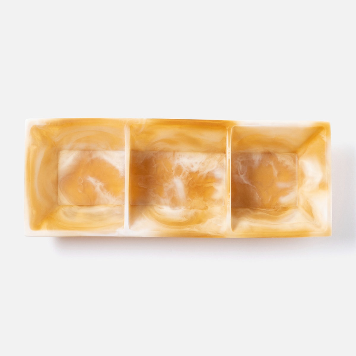 Olena Amber Swirled Snack Bowl Triple Resin