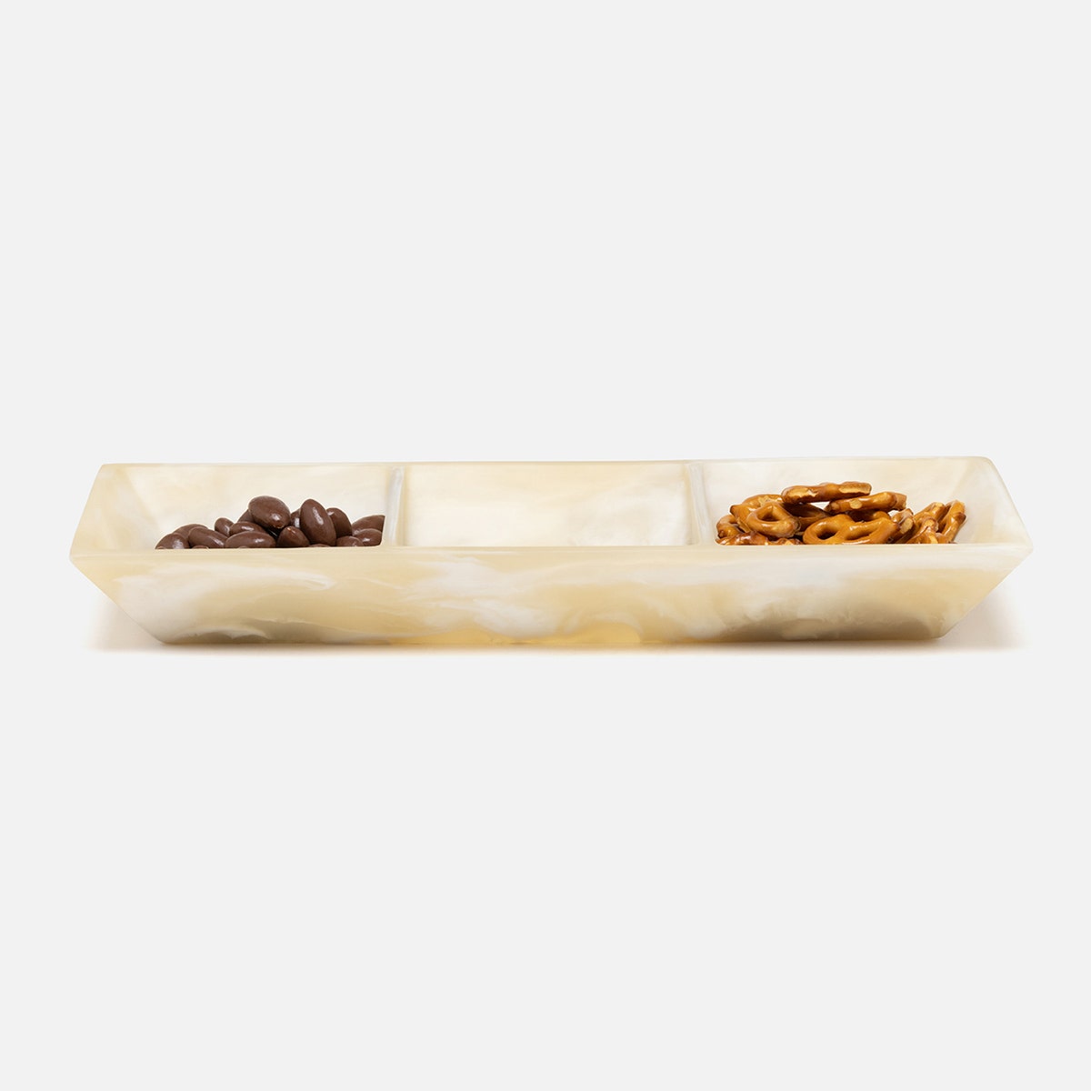 Olena Ivory Swirled Snack Bowl Triple Resin