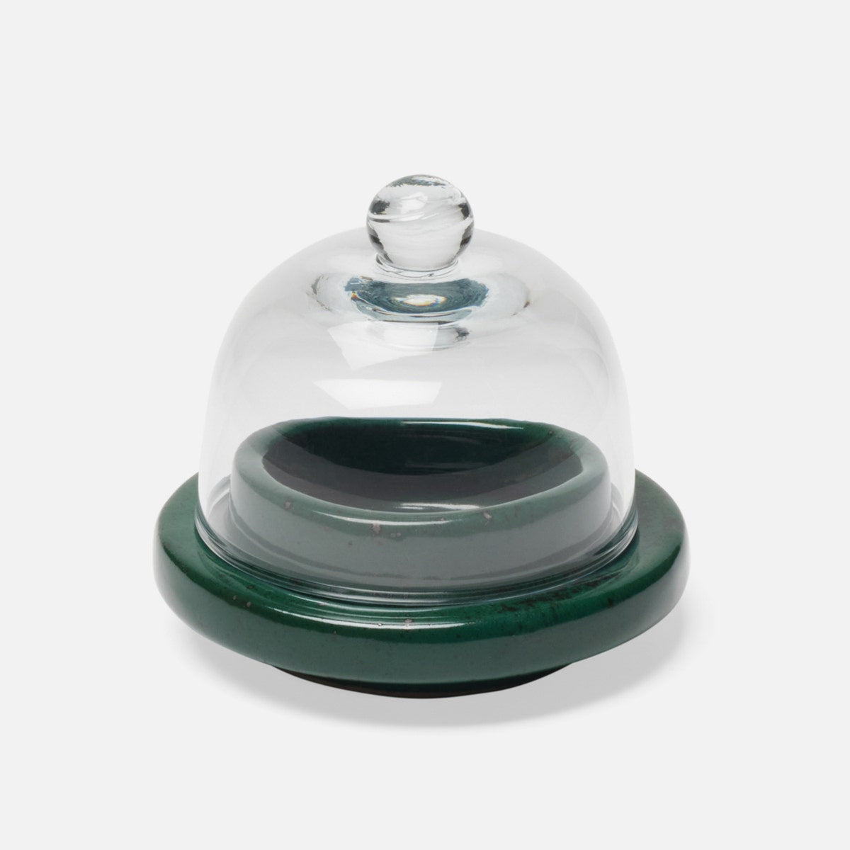 Marcus Dark Green Salt Glaze Round Butter Dish Glass Stoneware Pack/2