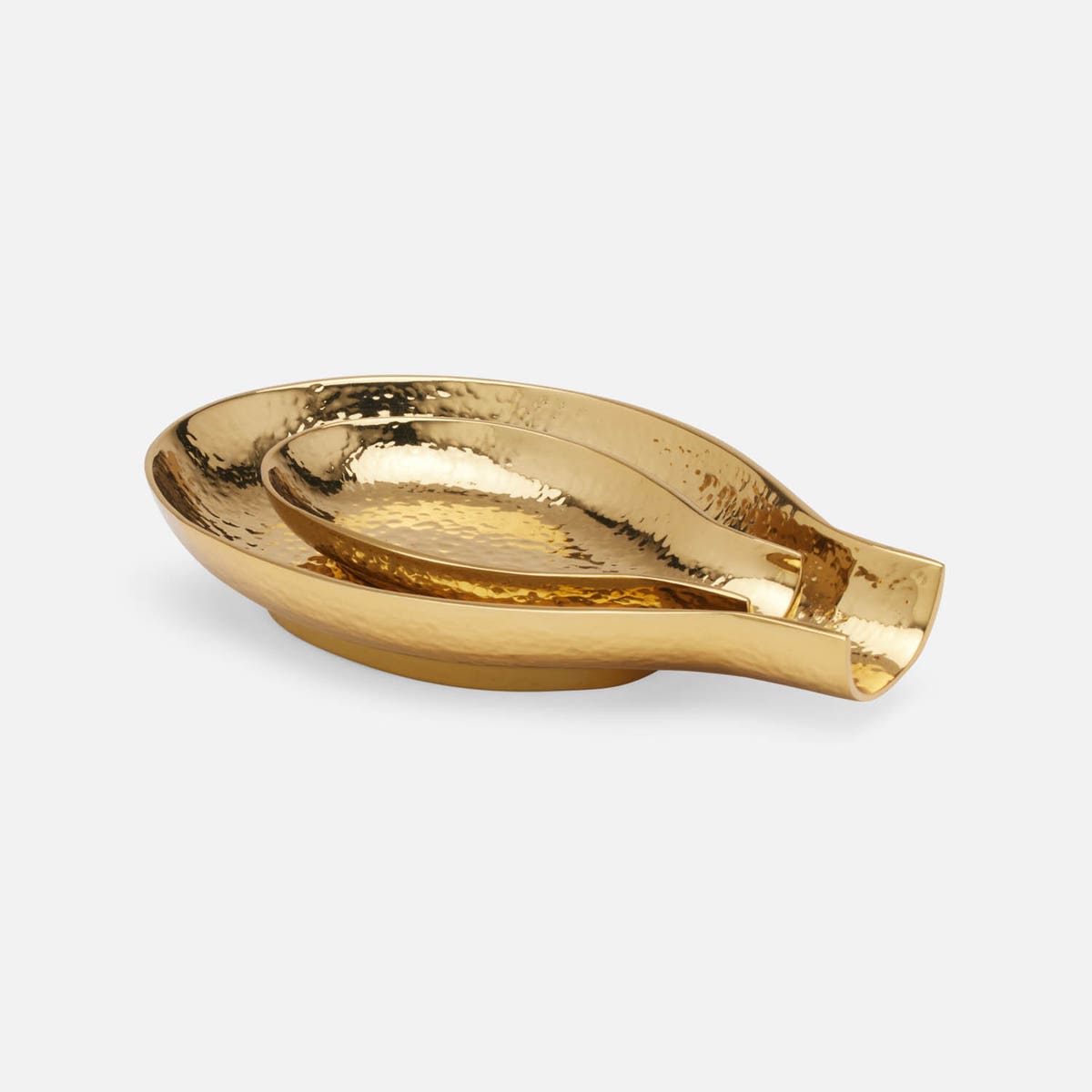 Xena Shiny Gold Spoon Rest Hammered Brass Set/2