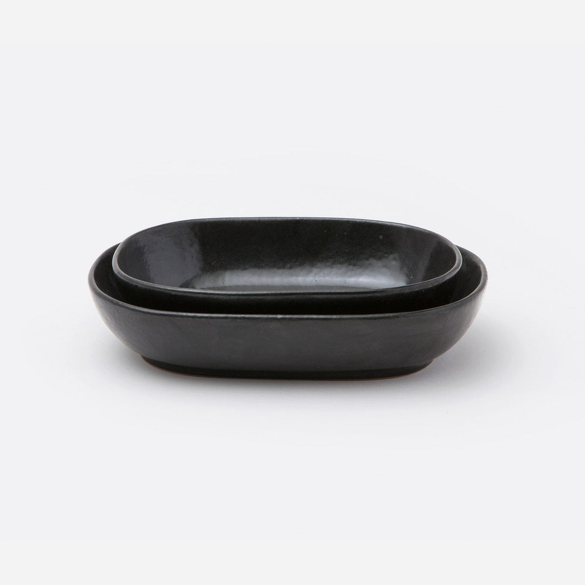 Marcus Black Glaze Oblong Serving Bowls Stoneware Set/2