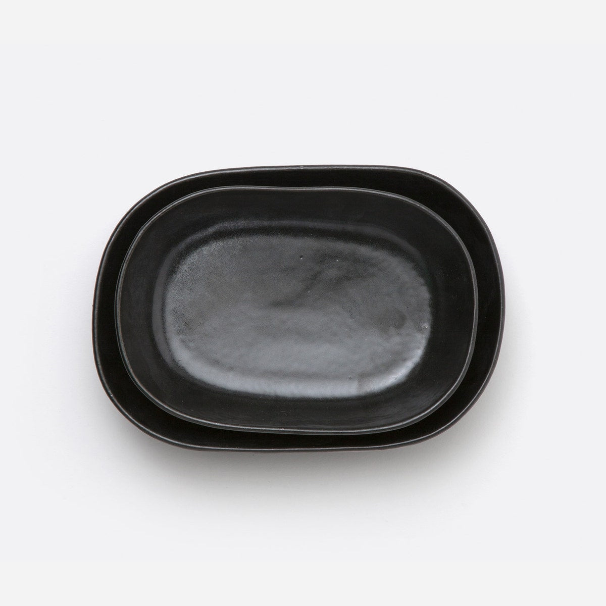 Marcus Black Glaze Oblong Serving Bowls Stoneware Set/2