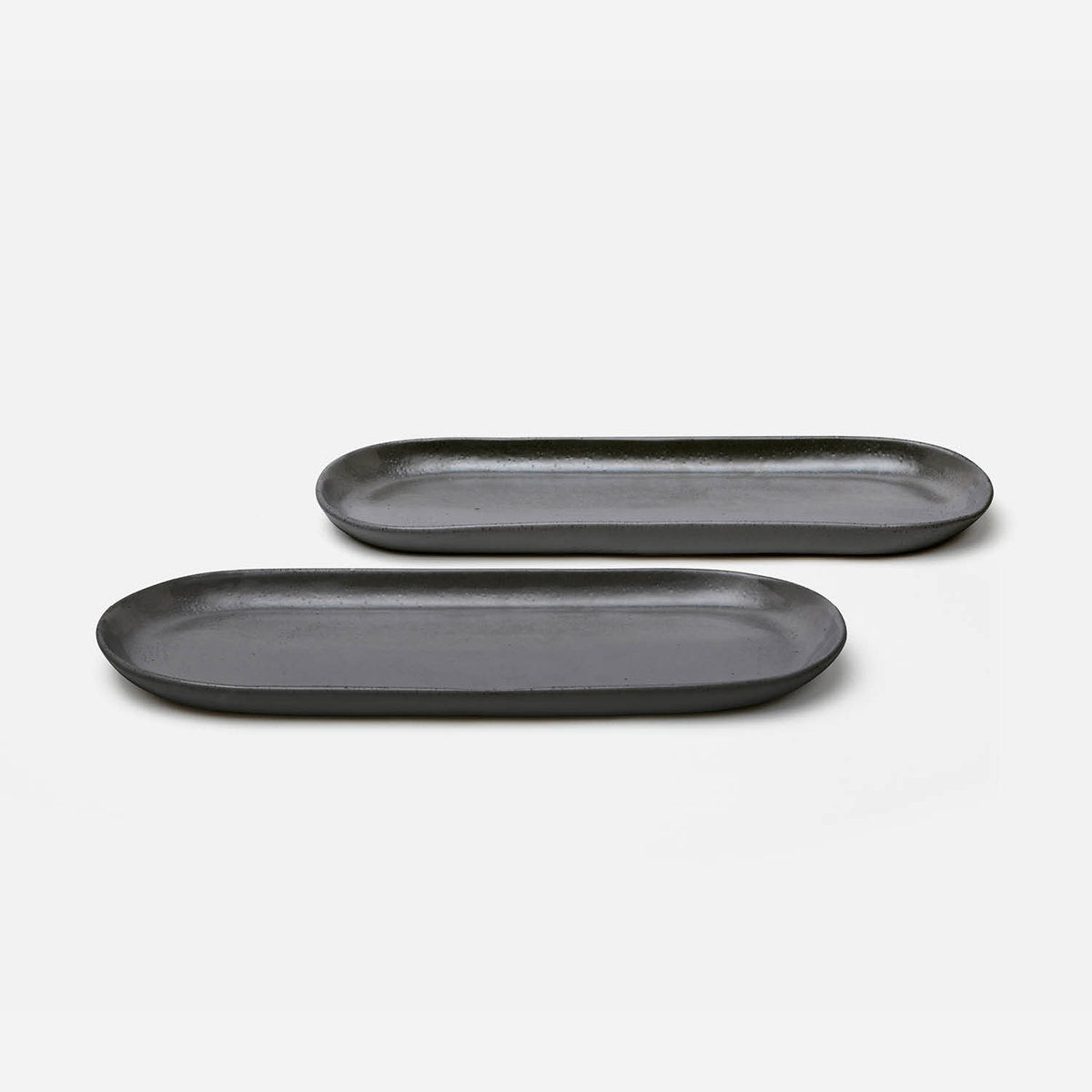 Marcus Black Glaze Oblong Serving Platter Stoneware Small Set/2