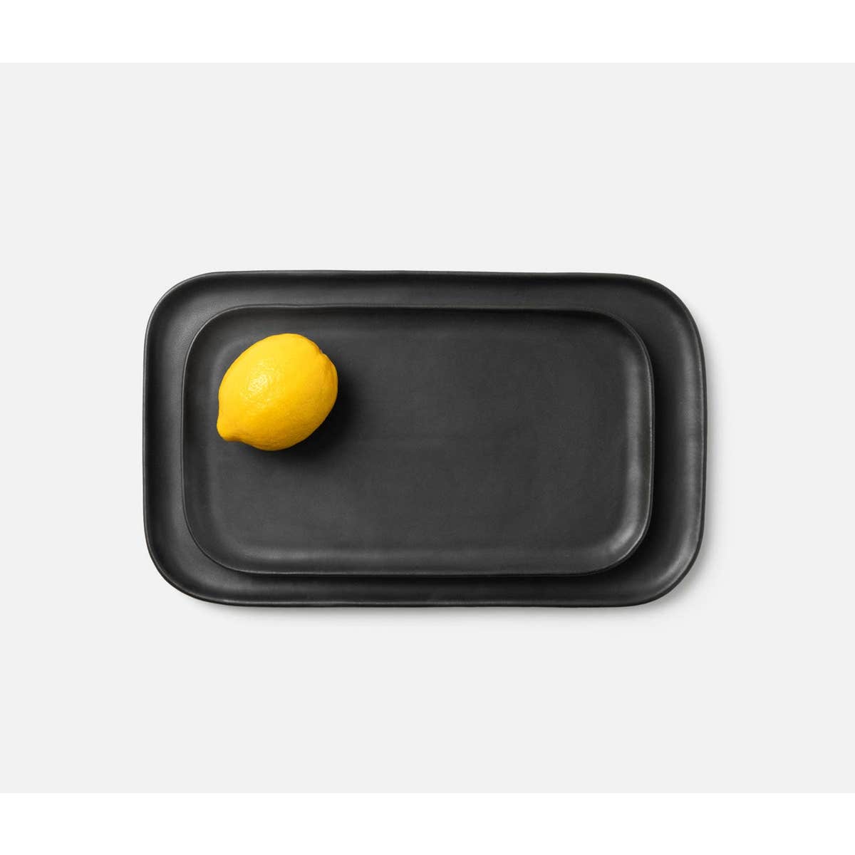 Marcus Black Glaze Rectangular Serving Platter Stoneware Set/2