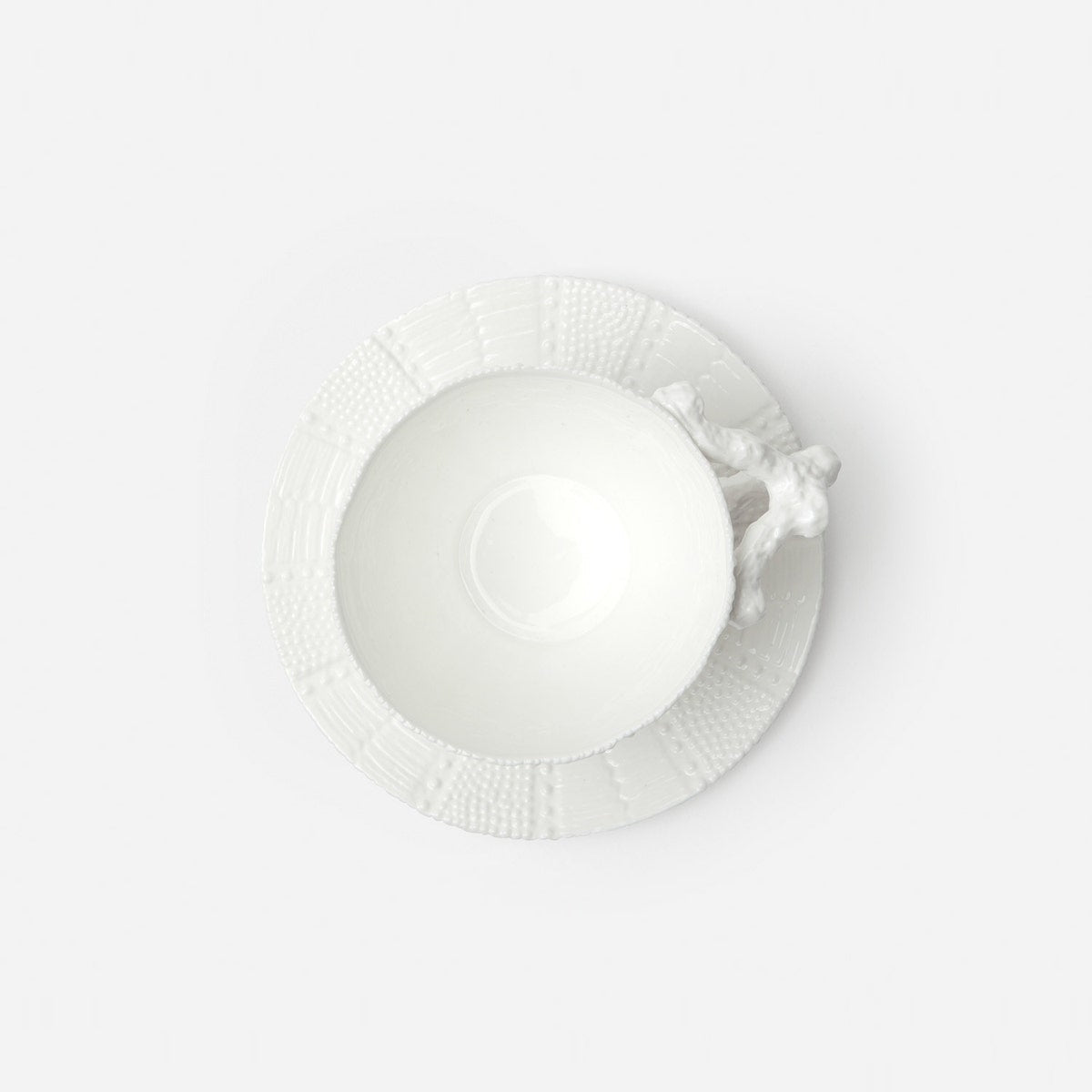 Marina White Sea Urchin Cup/Saucer Pack/4 Porcelain