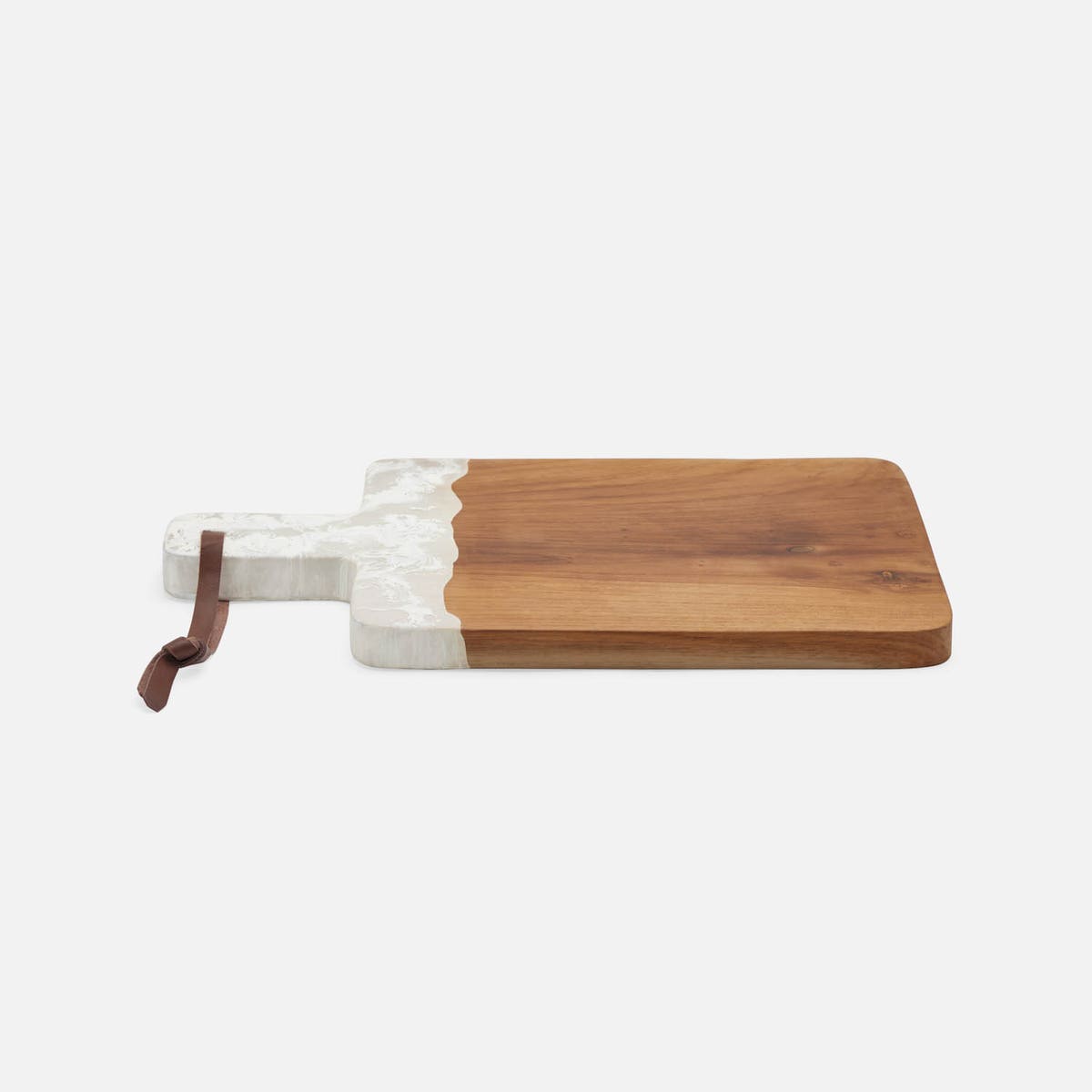 Austin White Swirled Serving Board Resin/Natural Teak 195X12