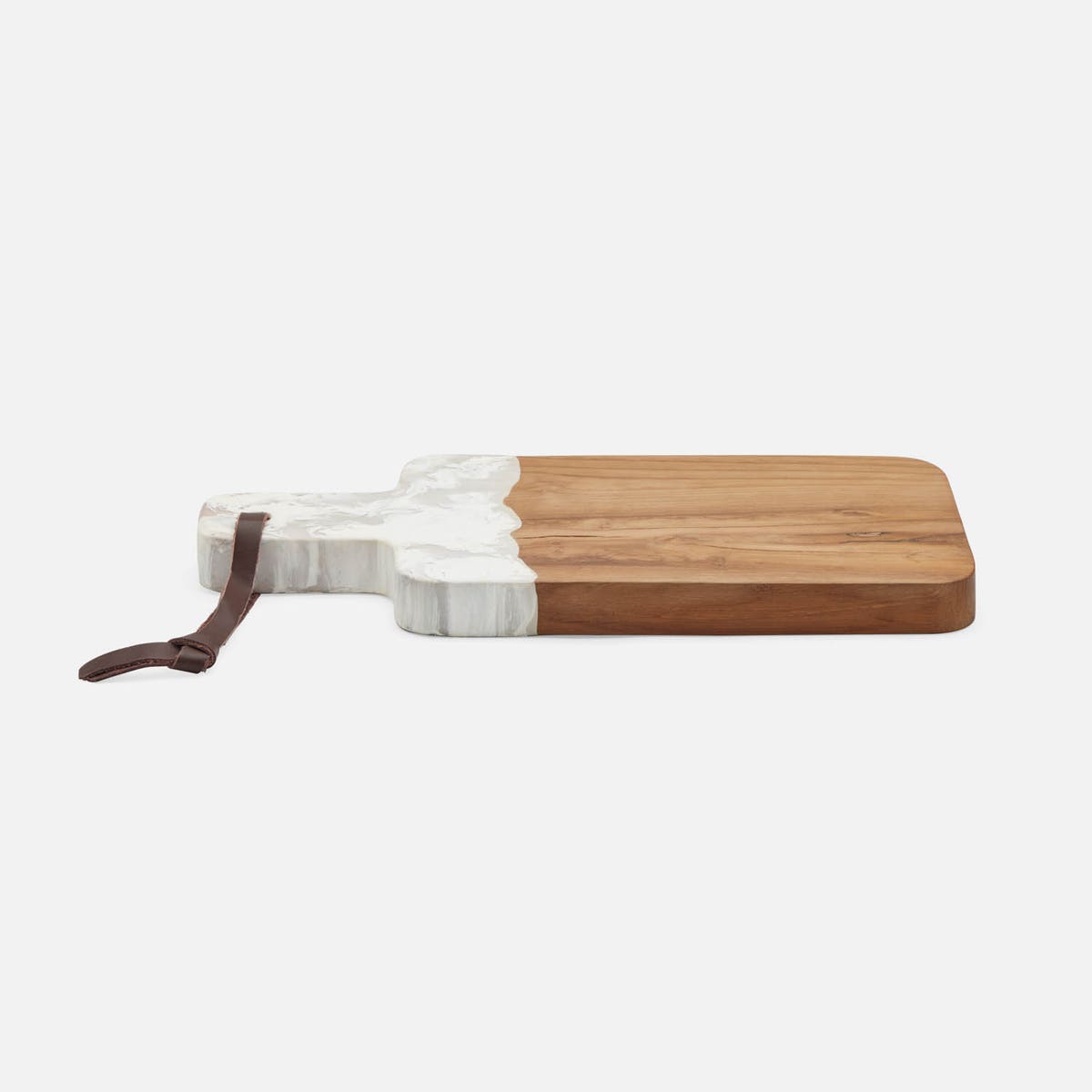 Austin White Swirled Resin/Natural Teak Serving Board 165X8