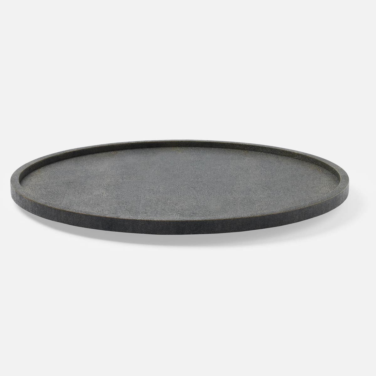 Calvin Dark Mushroom Lazy Susan Realistic Faux Shagreen 24"D