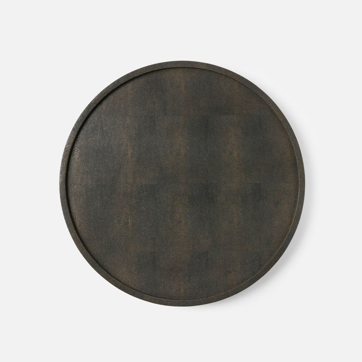 Calvin Dark Mushroom Lazy Susan Realistic Faux Shagreen 24"D