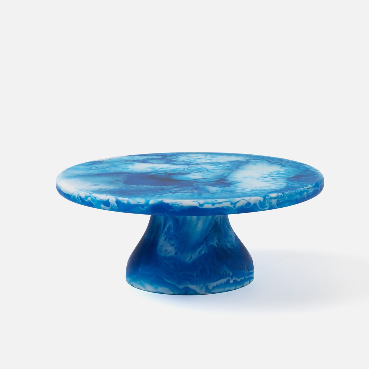 Hugo Blue Swirled Cake Stand Resin Small