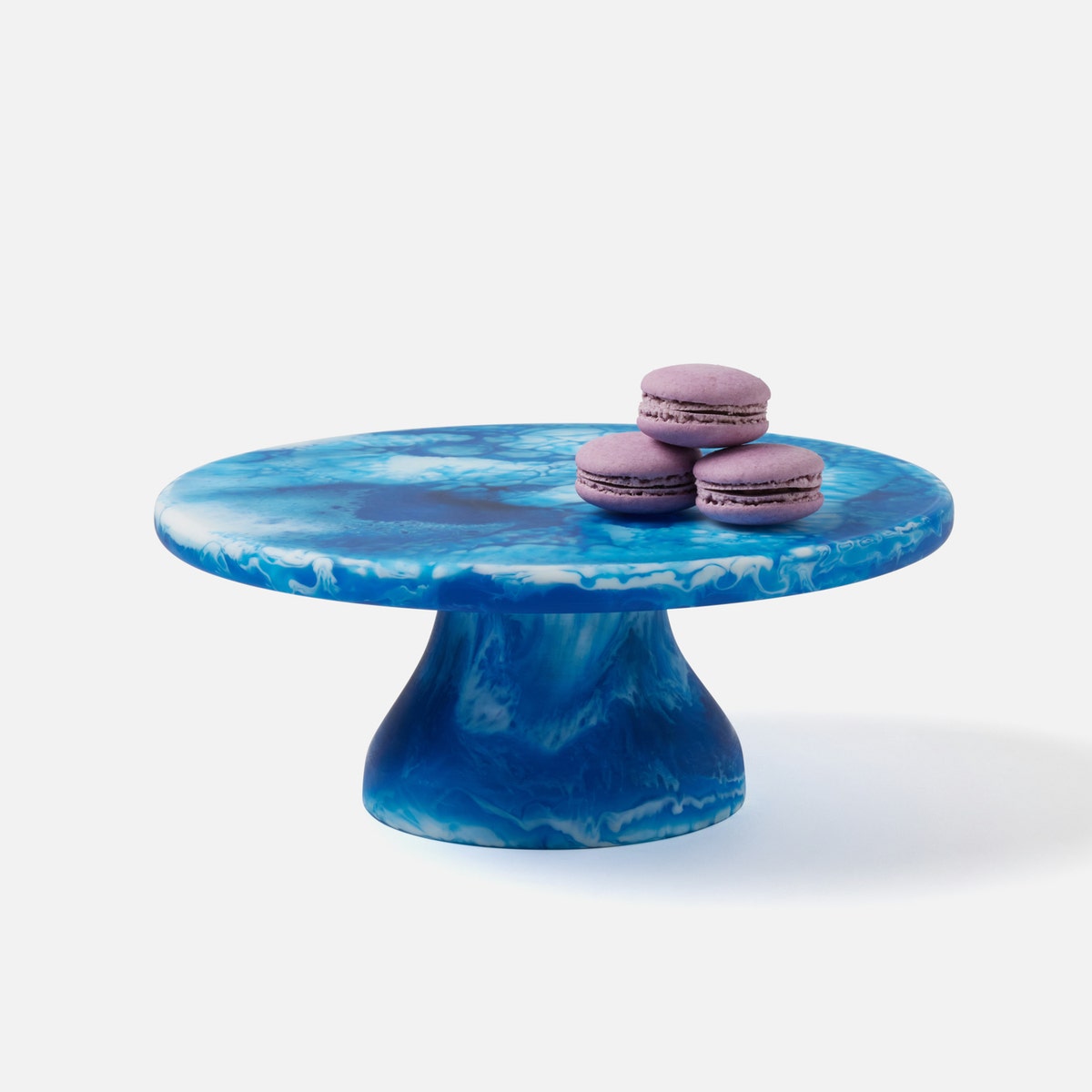Hugo Blue Swirled Cake Stand Resin Small