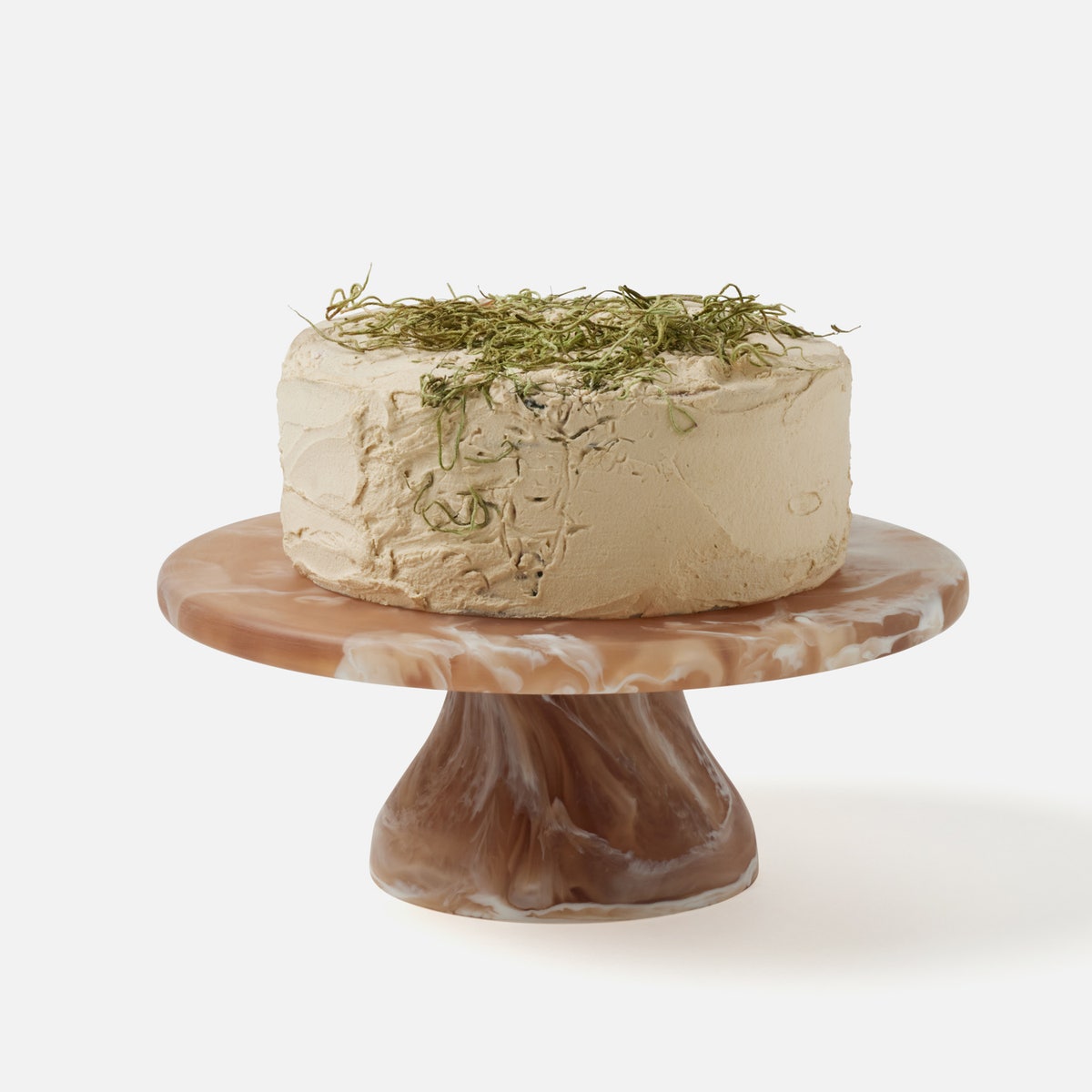 Hugo Brown Swirled Cake Stand Resin Small