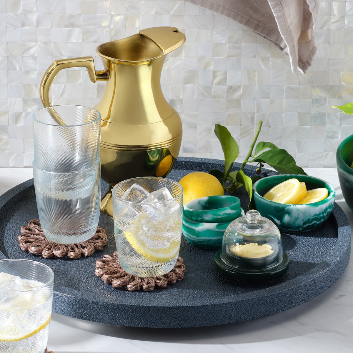 Hugo Green Swirled Hors D'Oeuvre Bowl Resin 4X15 Pack/2