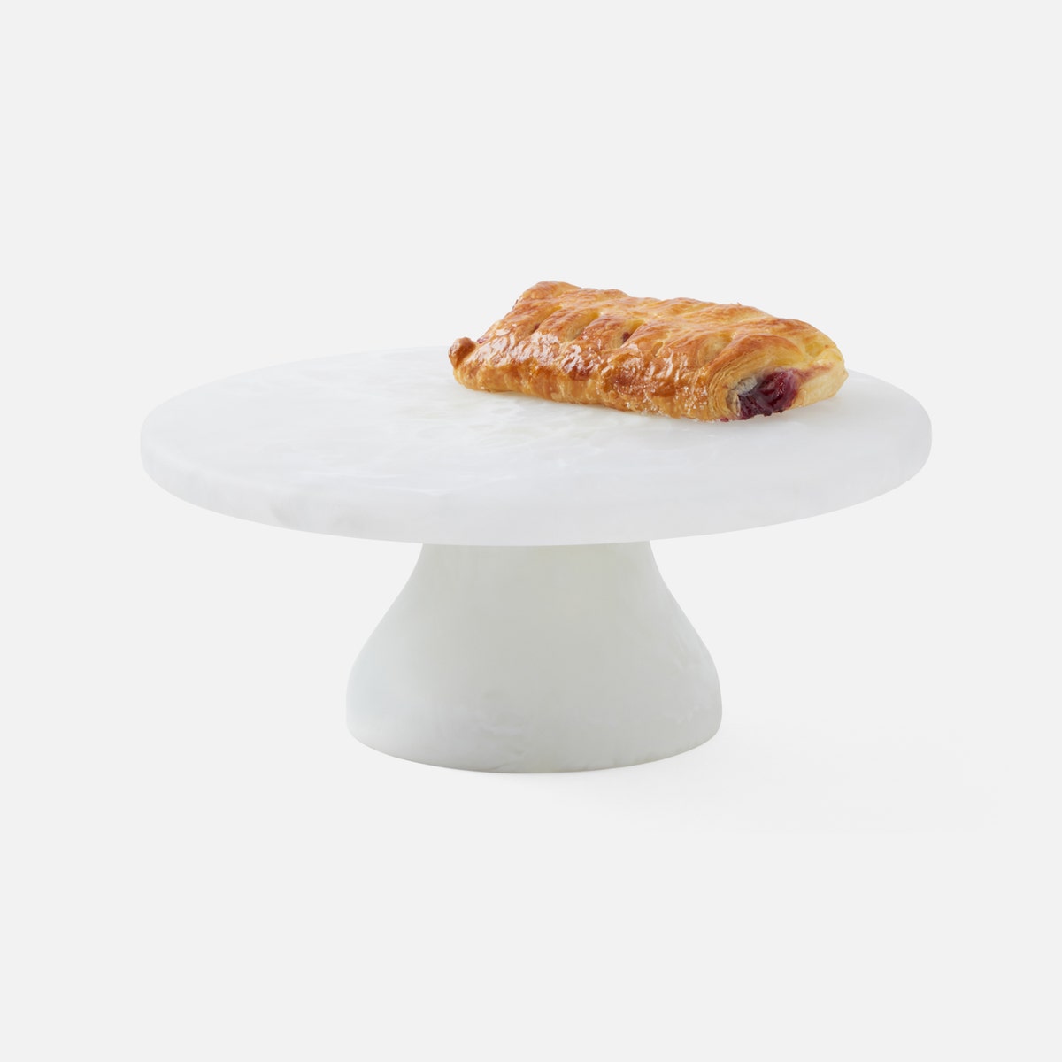 Hugo White Swirled Cake Stand Resin Large