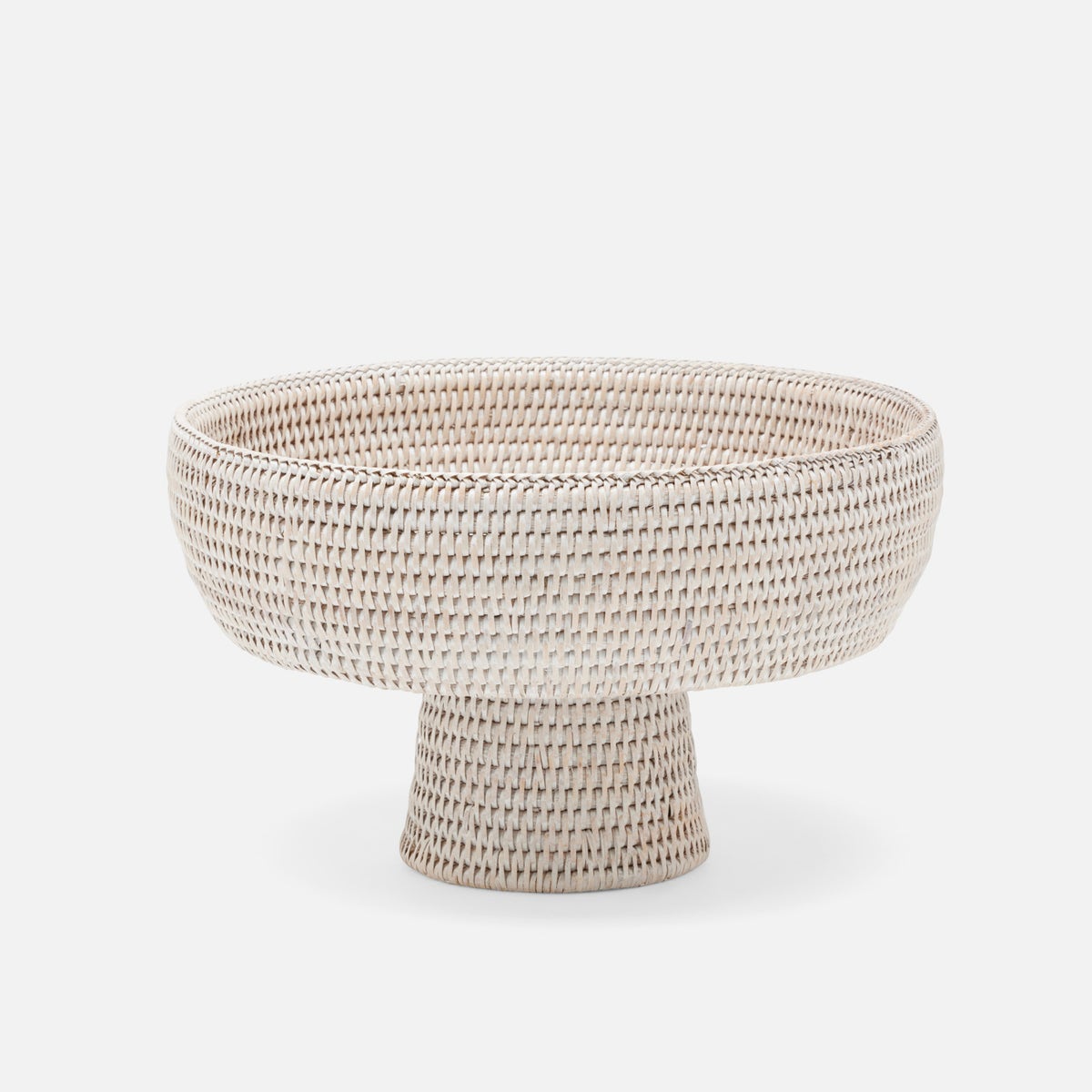 Londyn Whitewashed Footed Serving Bowl Rattan Large