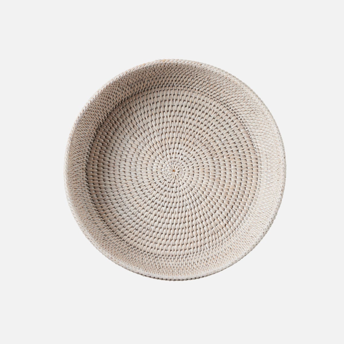Londyn Whitewashed Footed Serving Bowl Rattan Large