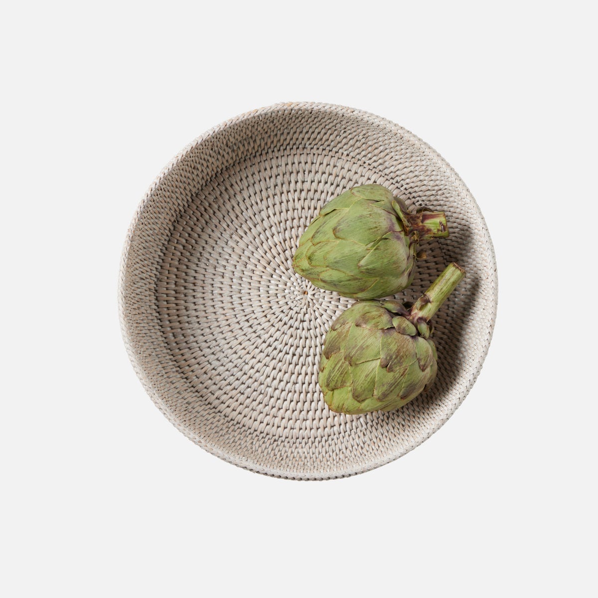 Londyn Whitewashed Footed Serving Bowl Rattan Large
