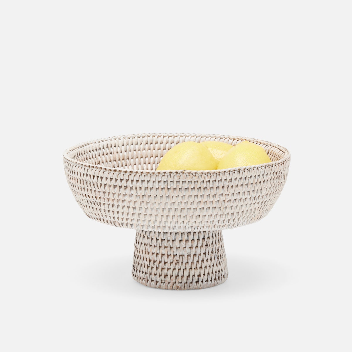 Londyn Whitewashed Footed Serving Bowl Rattan Small