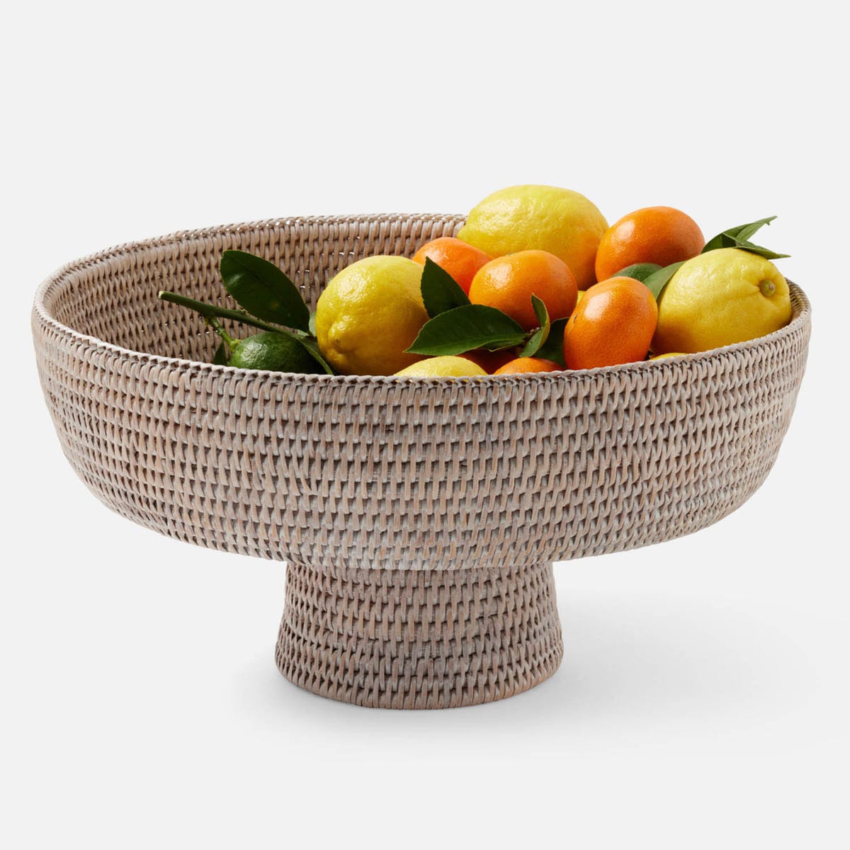 Londyn Whitewashed Footed Serving Bowl Rattan X-Large