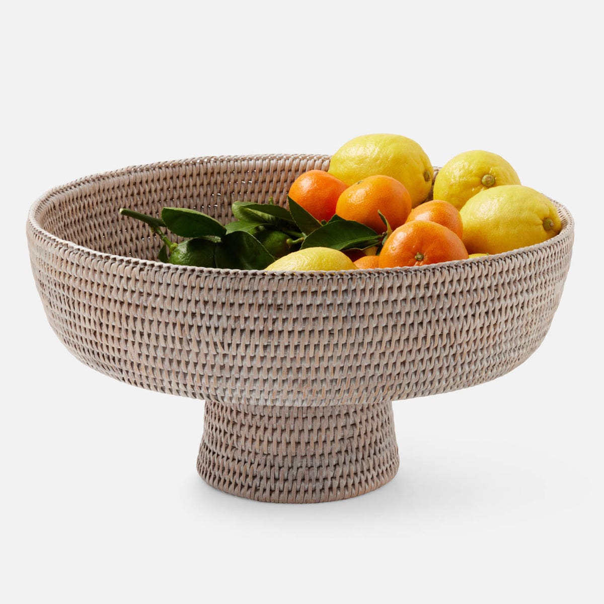 Londyn Whitewashed Footed Serving Bowl Rattan X-Large