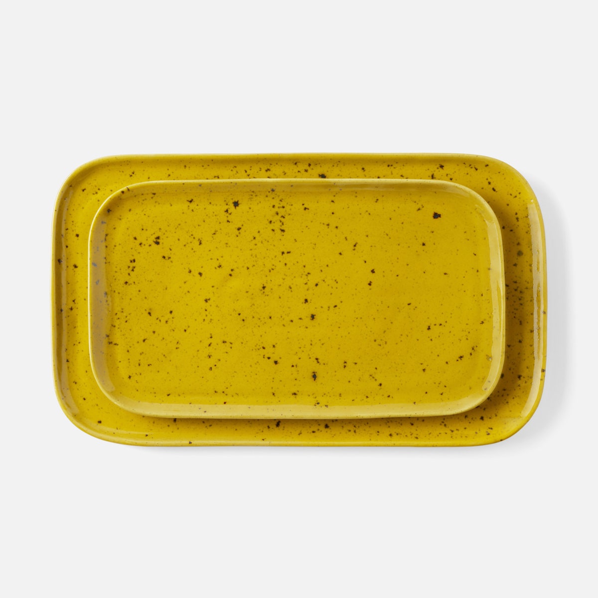 Marcus Chartreuse Salt Glaze Rectangular Serving Platter Stoneware Set/2